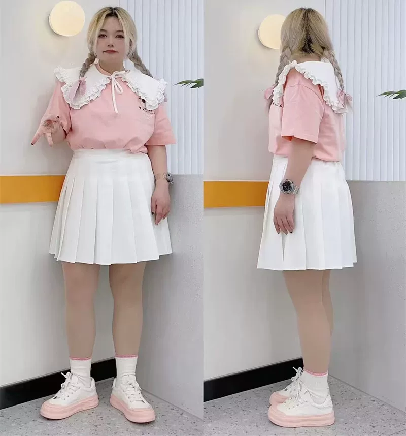 Váy xếp ly trắng cỡ lớn dành cho phụ nữ nhỏ nhắn, váy chữ A, váy đen 100% off váy, váy ngắn, váy hồng thon gọn, váy nửa thân.