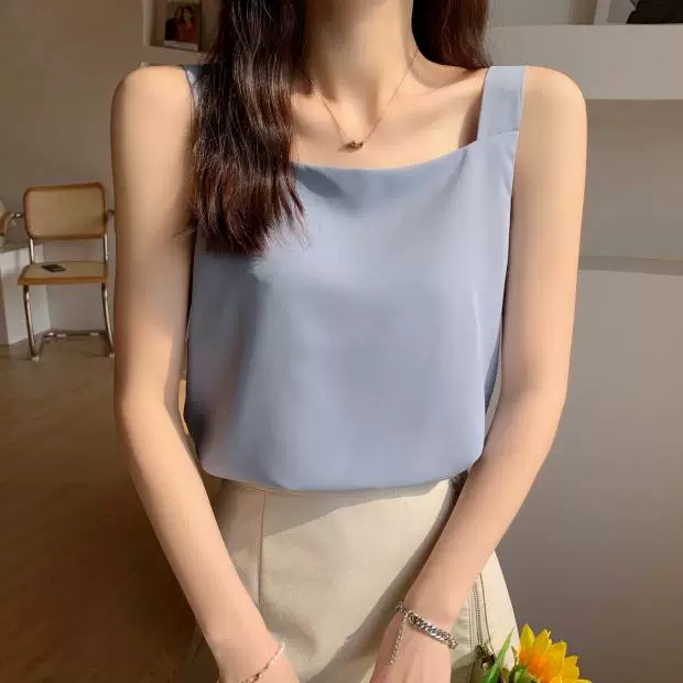 Áo camisole voan dành cho nữ, thích hợp làm lớp lót bên trong hoặc mặc ngoài với bộ vest, kiểu dáng mùa hè mới, size lớn, áo không tay che bụng.