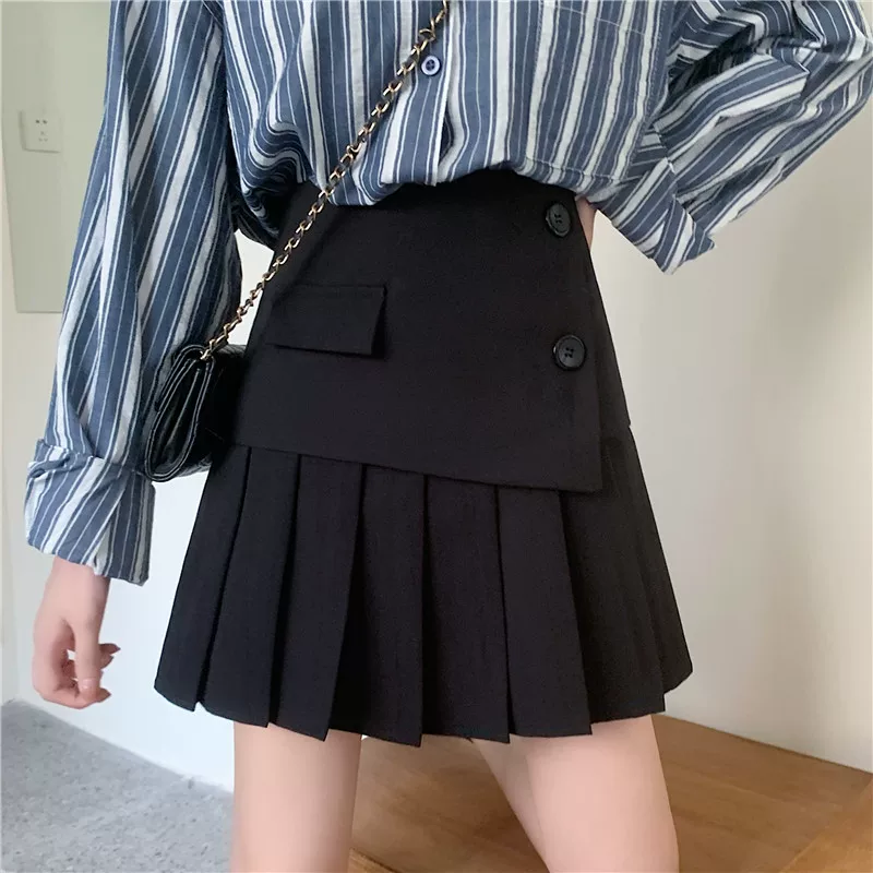 Váy xếp ly, váy ngắn, size lớn, váy lệch vai, hè 2024, che bụng, che đùi to, váy chữ A, váy size lớn, váy công sở