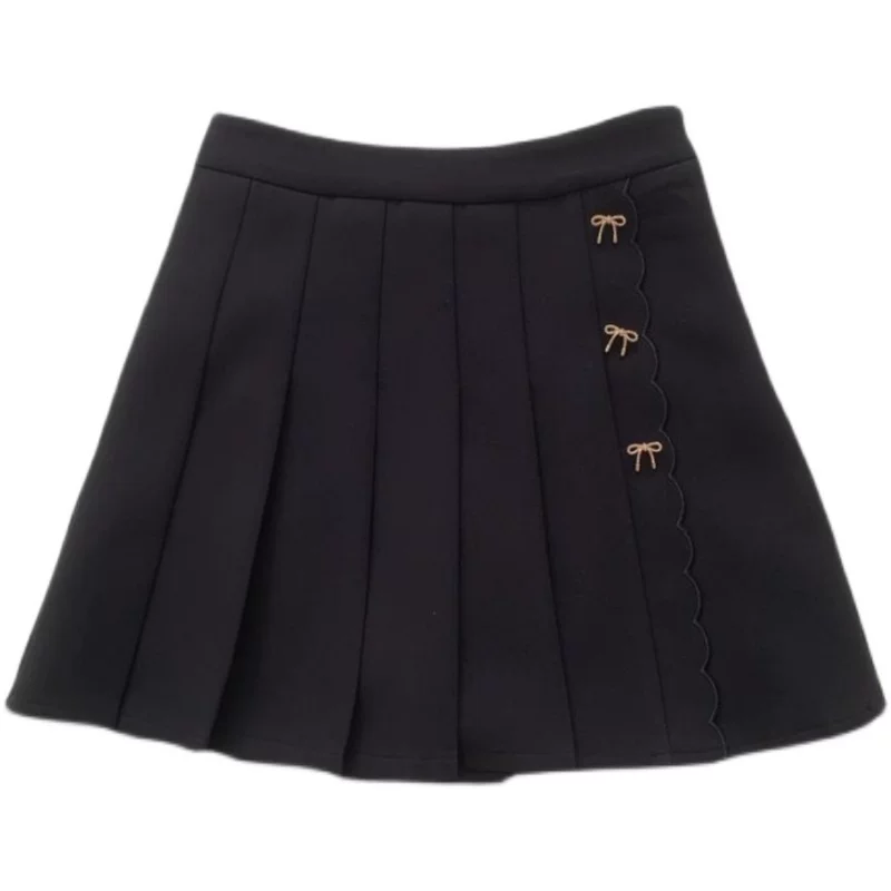 Váy xếp ly màu trắng dành cho nữ, váy chữ A cạp cao tôn dáng mùa hè, kiểu dáng học sinh, váy ngắn xếp ly thêu dành cho nữ cỡ lớn.