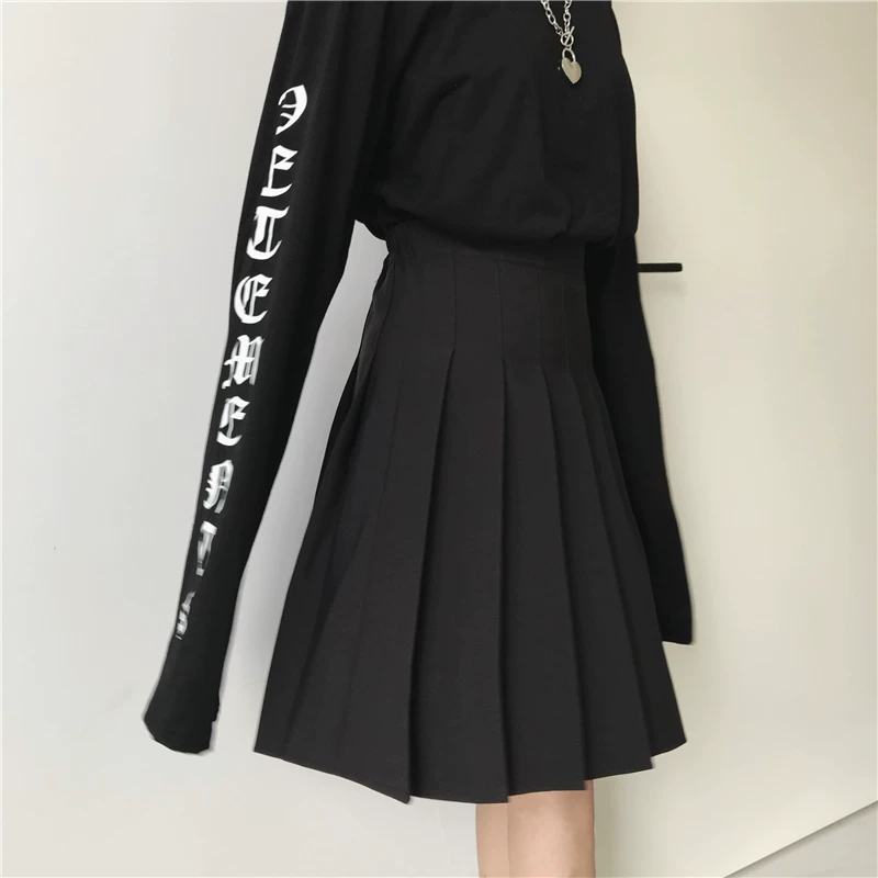 Váy xếp ly dài vừa phải cạp cao cỡ lớn kiểu Hàn Quốc váy nửa thân kiểu Nhật Bản váy ngắn quần kiểu học sinh Nhật Bản váy siêu hot