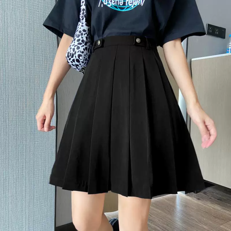 Váy xếp ly cỡ lớn dành cho nữ, váy mùa hè dành cho những cô nàng mũm mĩm, váy xanh đậm phong cách preppy, váy chữ A dáng dài, cạp cao, tôn dáng.