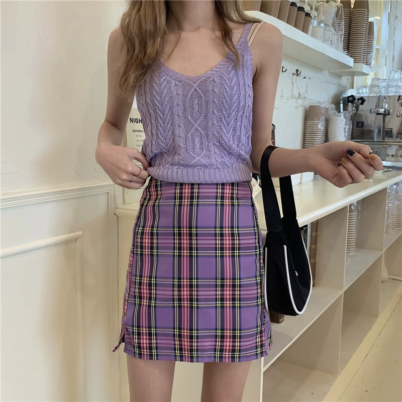 Váy bút chì chữ A mới mùa xuân hè dành cho nữ, cỡ lớn, lưng cao, giảm béo, váy che hông, váy ngắn kẻ sọc BM