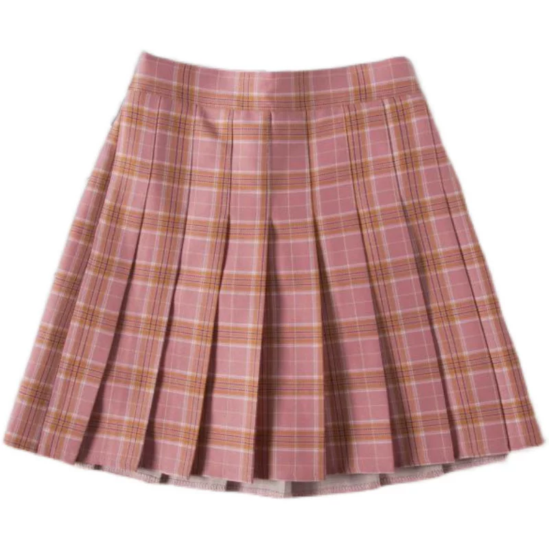 Váy đồng phục mùa xuân JK váy xếp ly nữ cỡ lớn váy ngắn kẻ sọc cô gái béo váy chữ A eo cao váy học sinh giảm béo