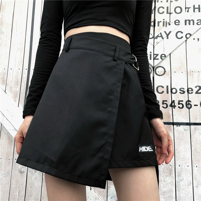 Váy ngắn phong cách Harajuku cỡ lớn, hợp thời trang trên Instagram, kiểu dáng học sinh, quần váy hai mảnh không đều, váy ngắn chống lộ cho phụ nữ cỡ lớn.