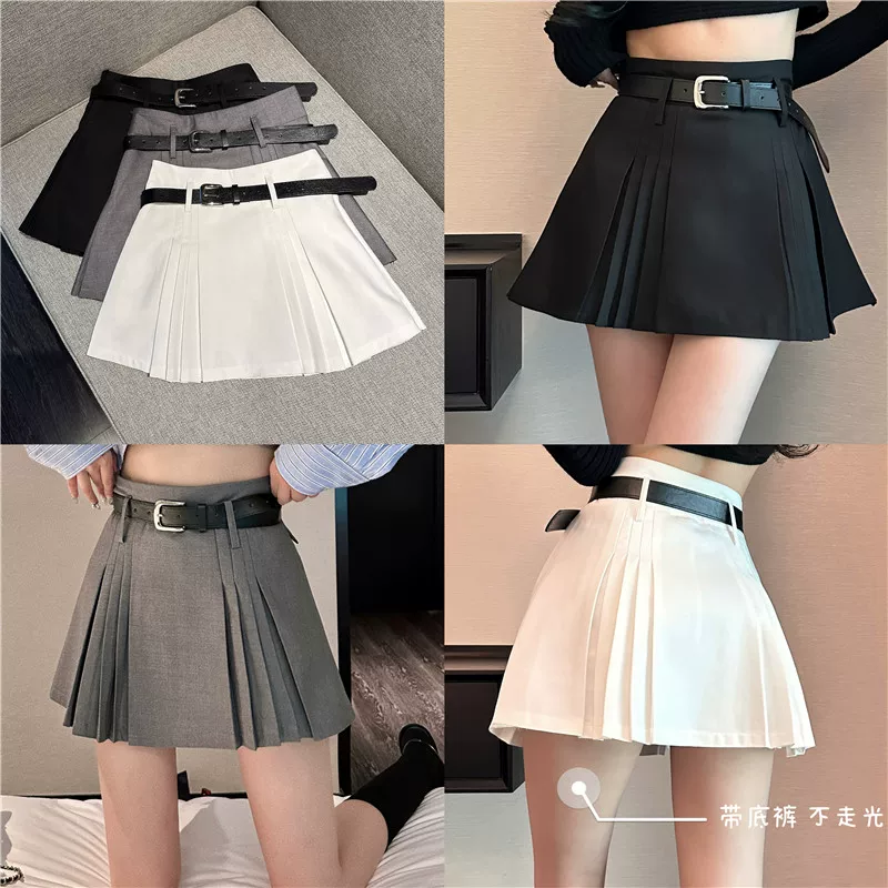 Váy xếp ly trắng size lớn cho nữ, thiết kế mới hè 2025, kiểu dáng độc đáo, chân váy ngắn chữ A, tôn dáng, lưng cao.