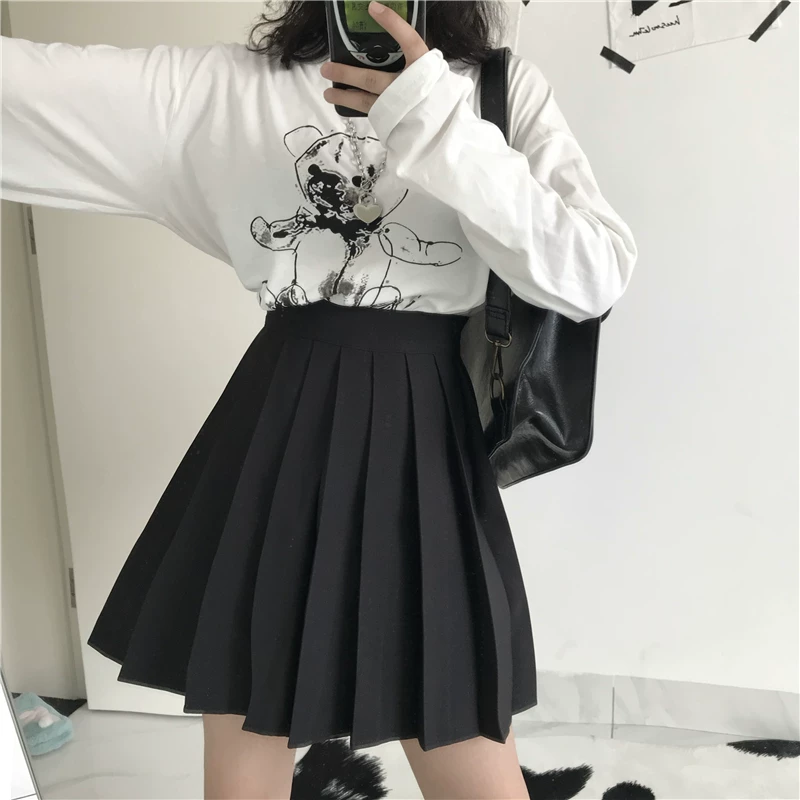 Váy xếp ly cạp cao cỡ lớn váy ngắn váy chữ A váy tutu dành cho học sinh quần chống lộ váy tennis