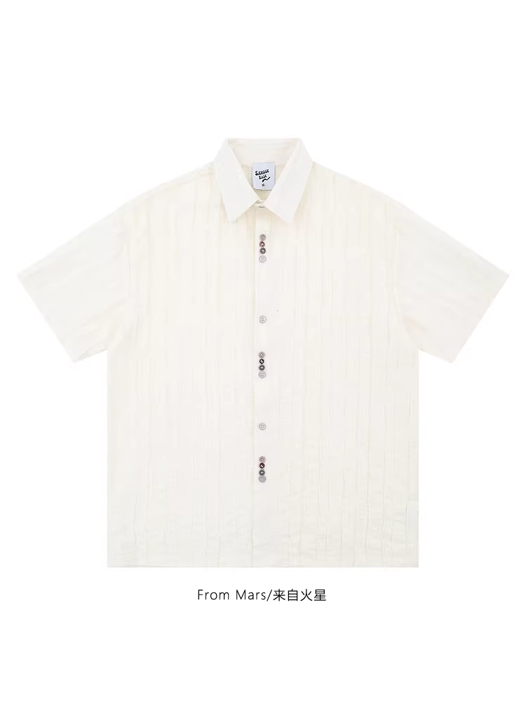 Từ sao Hỏa không muốn mắc lỗi, áo sơ mi đơn giản phong cách độc đáo của thương hiệu thời trang Harajuku, đa năng dành cho các cặp đôi trong mùa hè.