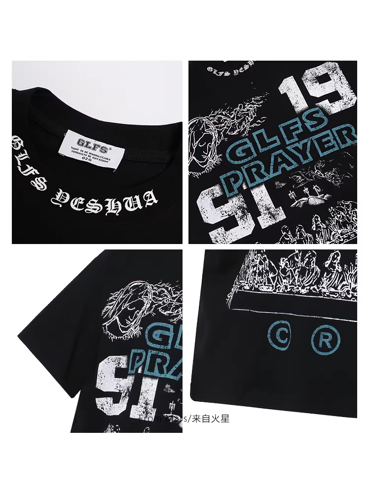 From Mars That Girl Phong cách đường phố Mỹ Áo thun in chữ cổ tròn tay ngắn dáng rộng hợp thời trang