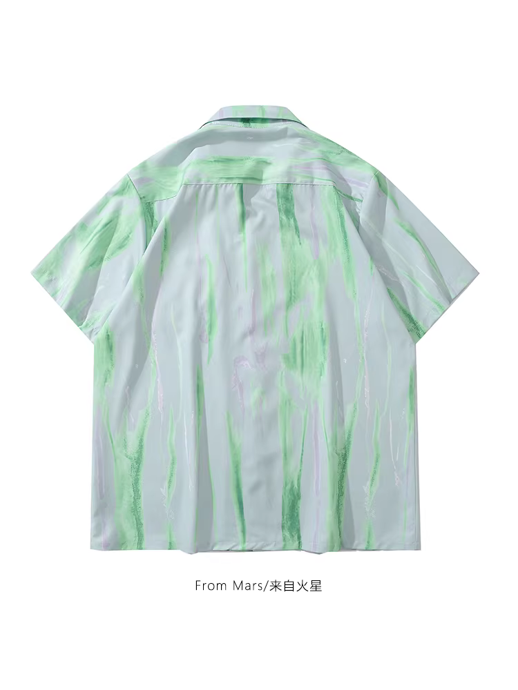 From Mars Wizard of Oz Áo sơ mi ngắn tay dáng rộng phong cách đường phố cao cấp kiểu Cuba dành cho cặp đôi