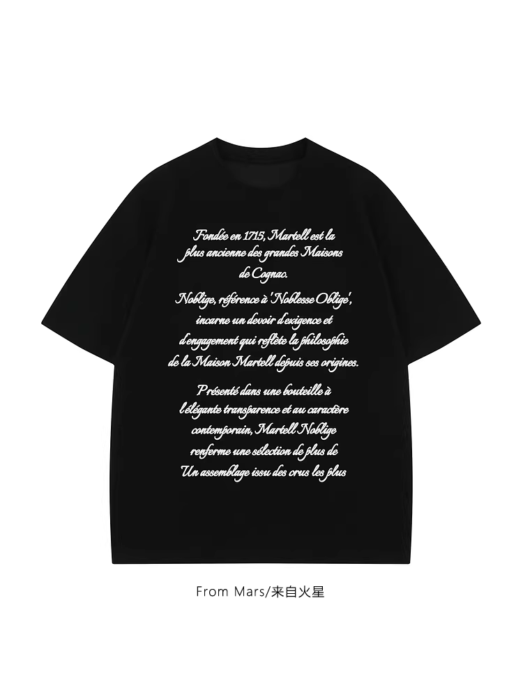 From Mars Slowly Records National Trend Casual Cleanfit Letter Print Loose Summer Short Sleeve T-shirt BF