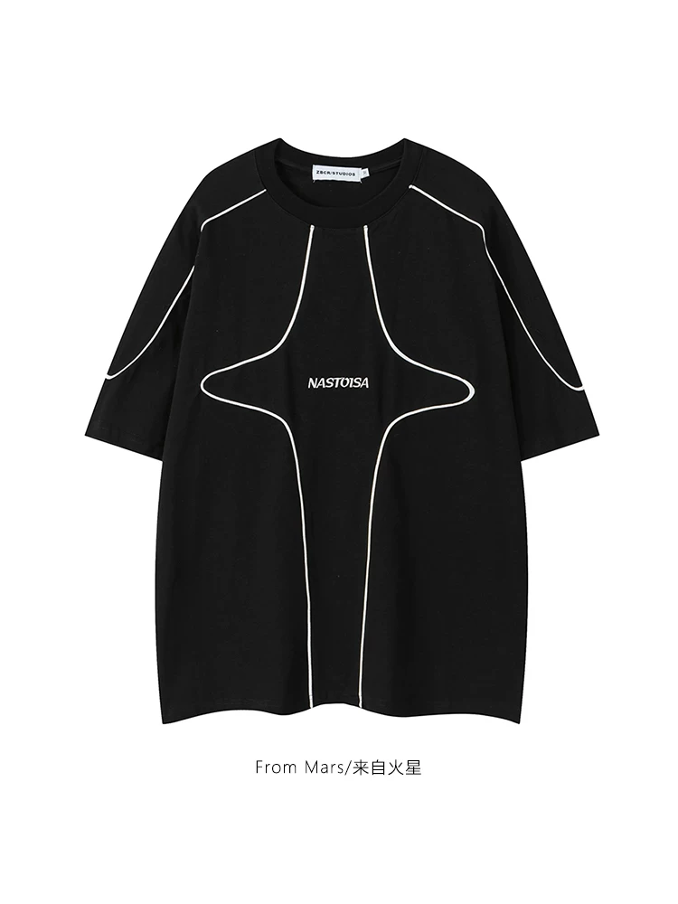 Từ sao Hỏa, mọi hướng, xu hướng quốc gia, thiết kế hình ngôi sao năm cánh, áo thun ngắn tay dáng rộng, phong cách lười biếng cho mùa hè