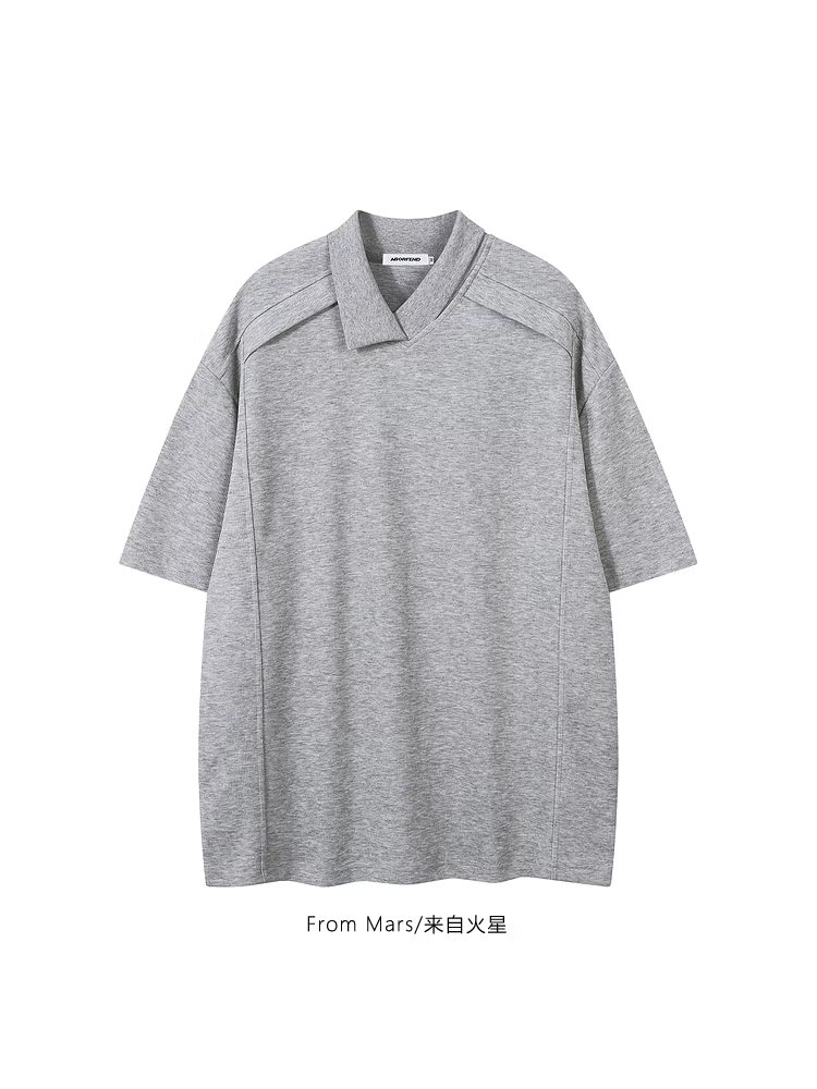 Từ tính khí và cá tính của sao Hỏa, thương hiệu hợp thời trang cổ điển, đơn giản, màu trơn, phong cách đơn giản, áo thun ngắn tay có cổ lười mùa hè