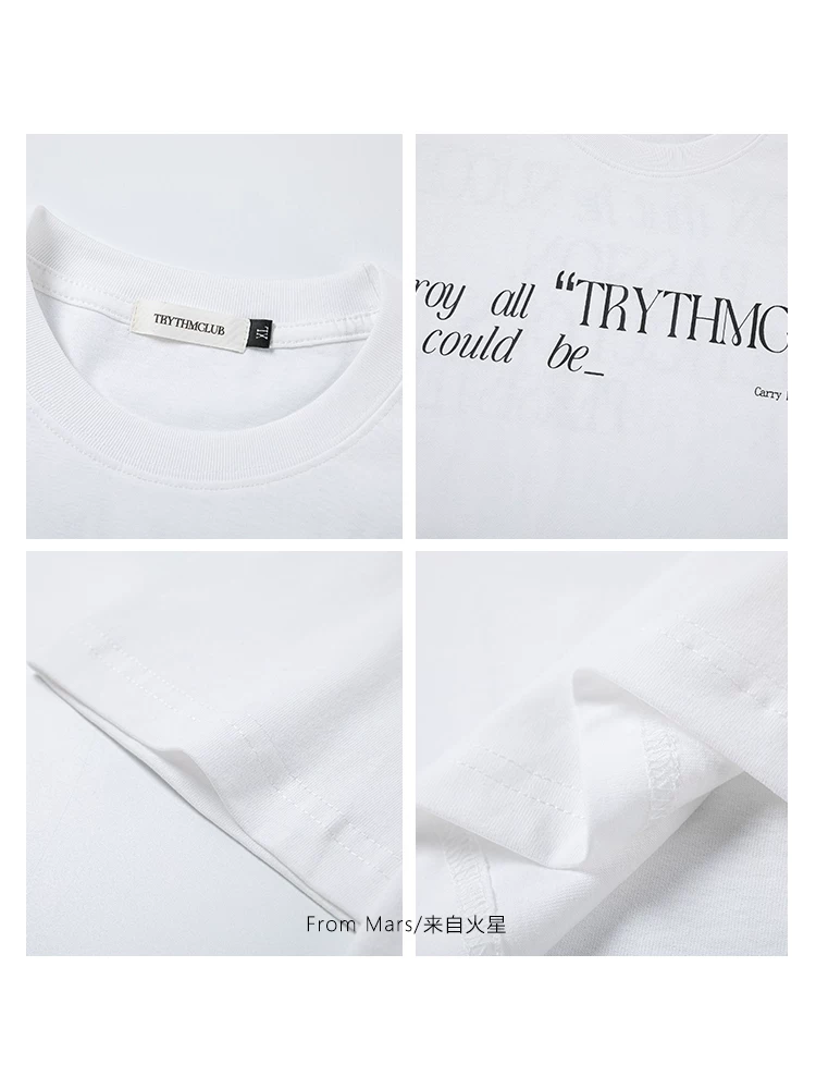 Từ sao Hỏa trực tiếp thể hiện xu hướng quốc gia về áo thun ngắn tay cổ tròn in chữ đơn giản, rộng rãi và đa năng, thích hợp cho các cặp đôi, phong cách BF.