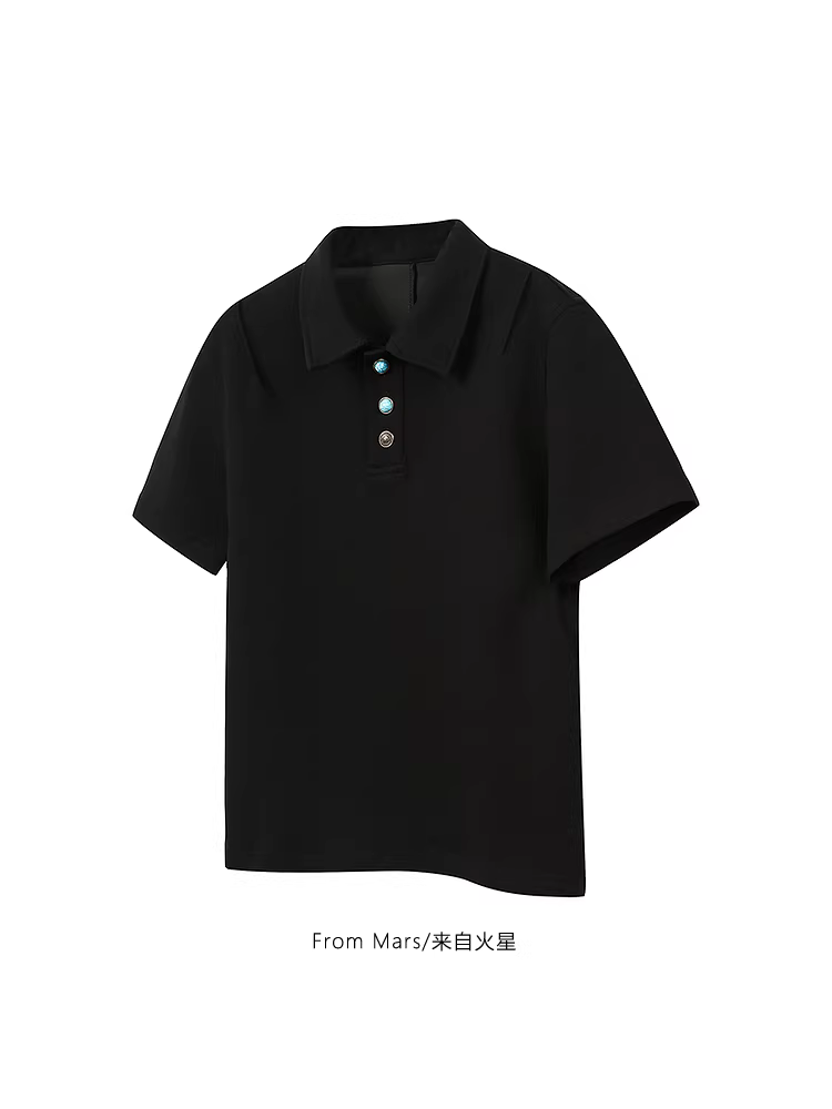 Từ sao Hỏa gặp lại: Áo sơ mi POLO cao cấp phong cách Hàn Quốc, dáng rộng thoải mái, áo thun ngắn tay mùa hè đa năng, phong cách BF.