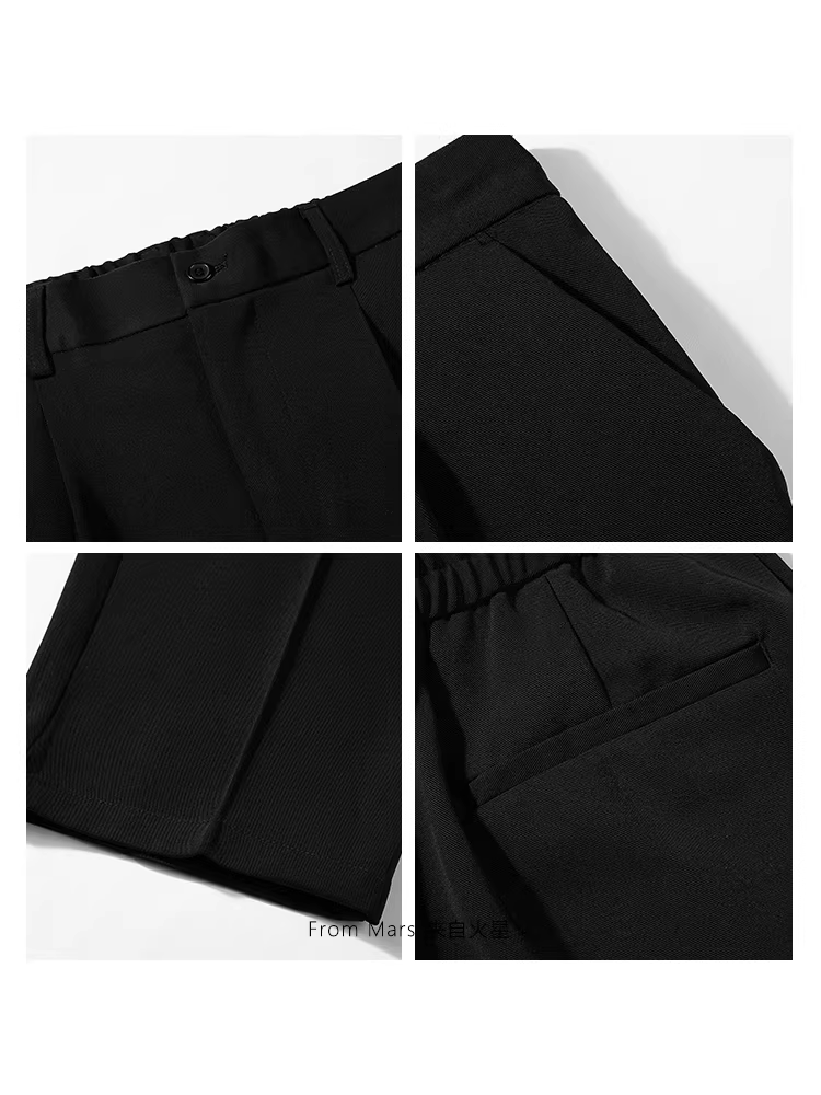 Từ Mars Quần dài màu trơn hợp thời trang mùa hè không cấu trúc có đường xếp nếp, quần dài dáng rộng thông thường