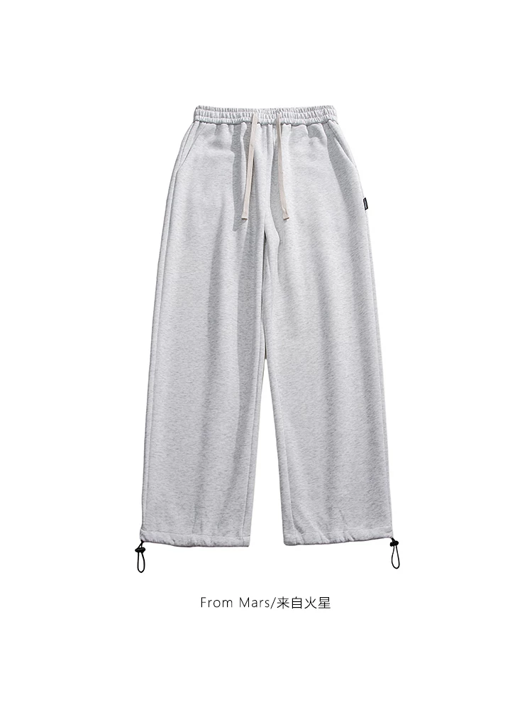 Quần thể thao đa năng phong cách Hàn Quốc màu trơn có dây rút phong cách Hàn Quốc unisex rộng rãi đa năng