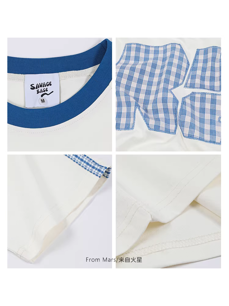 Từ sao Hỏa, hãy tạo nên sự thay đổi. Áo thun ngắn tay dáng rộng cổ tròn phối màu chữ Harajuku, kiểu dáng đa năng, giản dị dành cho cặp đôi.