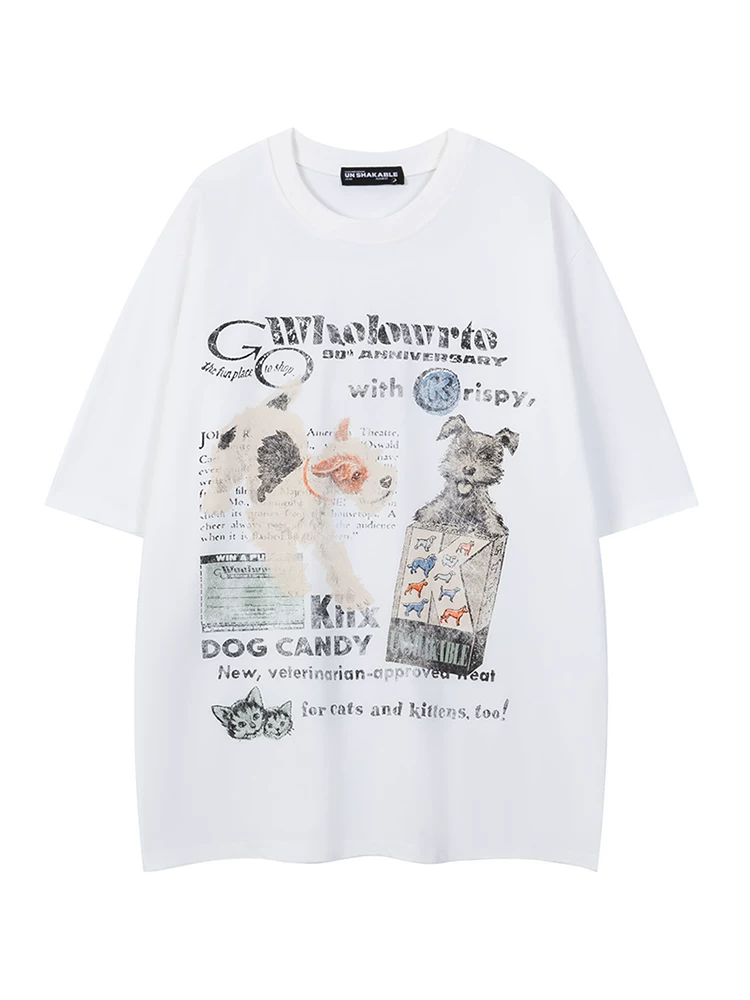 Áo thun ngắn tay unisex đa năng có họa tiết graffiti vẽ tay phim hoạt hình Nhật Bản từ Mars Puppy