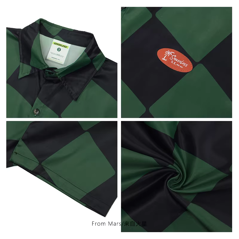 Áo sơ mi ngắn tay kẻ sọc lớn kiểu Mỹ cổ điển, phối màu theo phong cách retro, thương hiệu thời trang, dáng rộng, phong cách giản dị dành cho cặp đôi