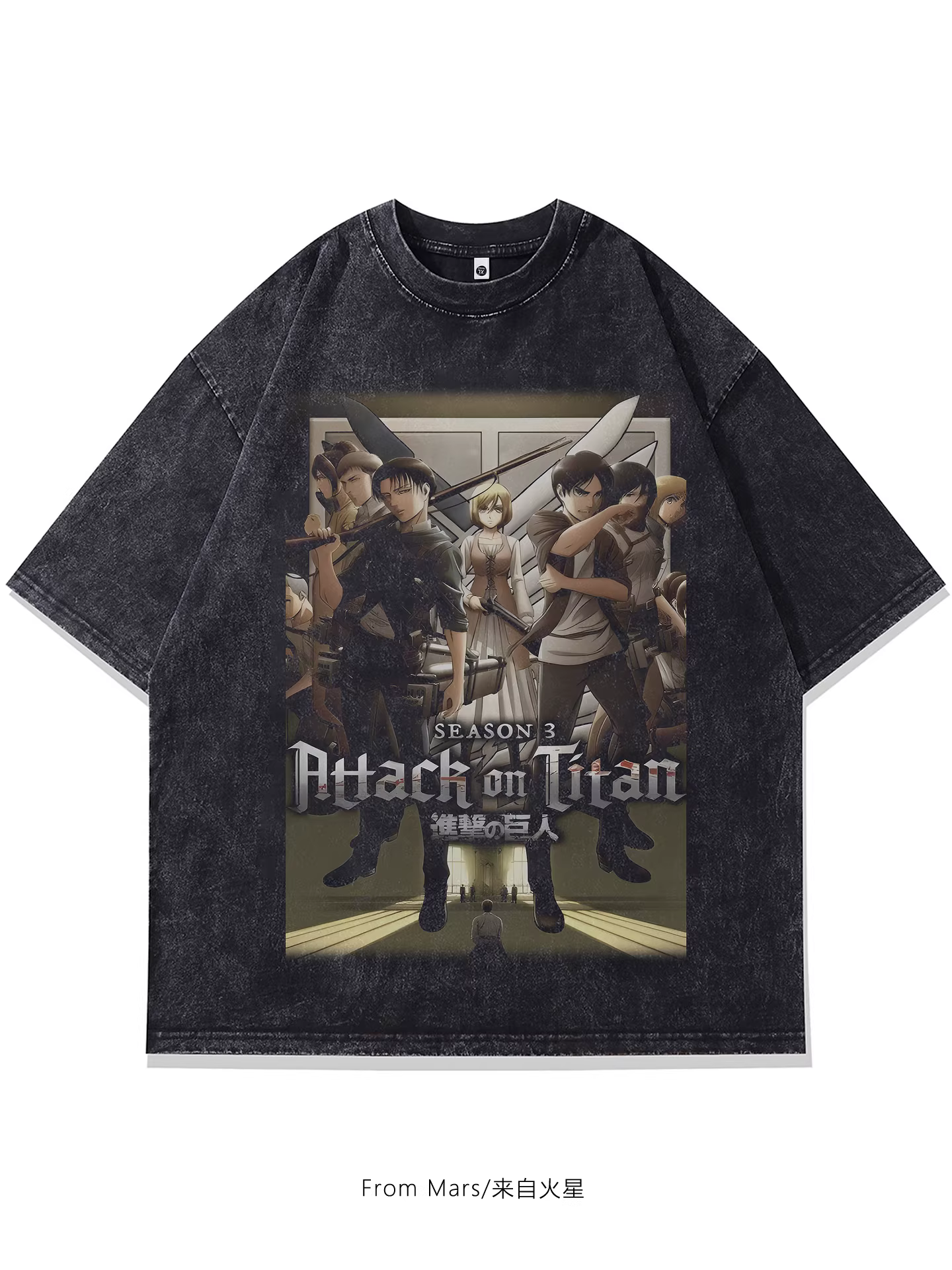 From Mars Big Astronaut American Retro Áo thun ngắn tay Unisex mùa hè dáng rộng thường ngày màu đen BF