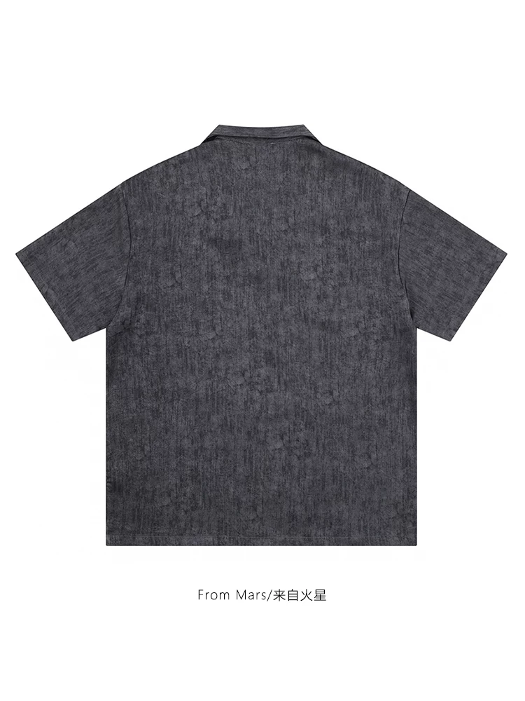 Từ sao Hỏa là sự đơn giản nhất có thể. Áo sơ mi ngắn tay tối giản kiểu Trung Quốc có cổ Cuba, dáng rộng và thoải mái, áo cardigan đa năng BF.