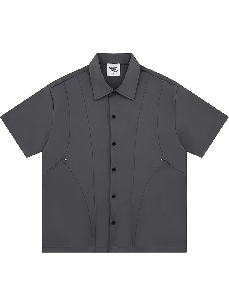 Từ sao Hỏa Để đoàn tụ, áo sơ mi ngắn tay phối màu theo xu hướng quốc gia, kiểu dáng rộng rãi, đa năng, mặc được cho cả cặp đôi