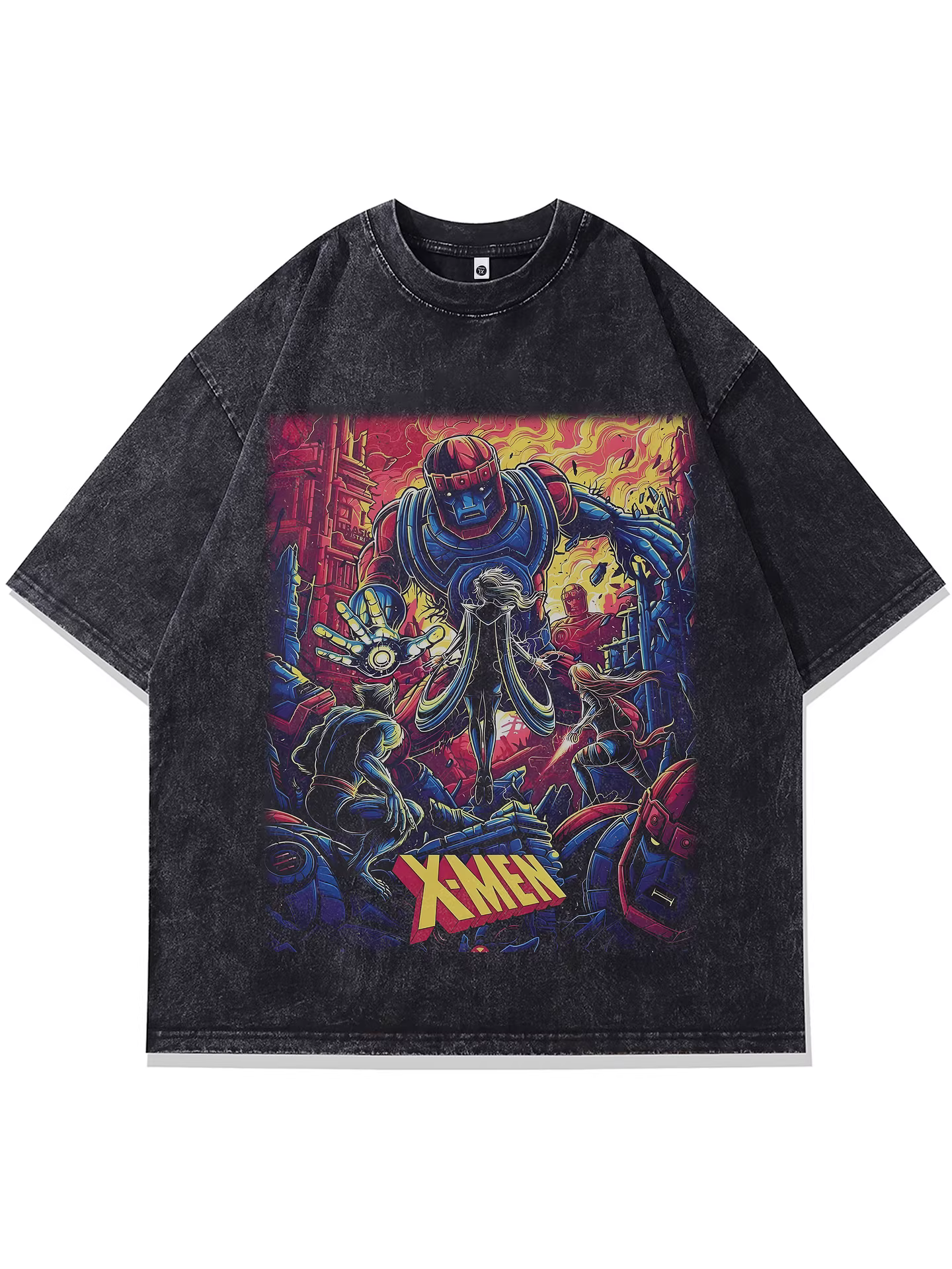 From Mars Demon Slayer High Street Niche Print Áo thun ngắn tay dáng rộng đa năng hợp thời trang Hip-Hop Washed BF