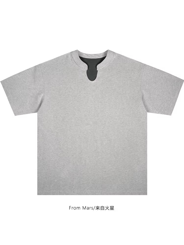 From Mars Unbound Phong cách đường phố mùa hè Màu trơn Đơn giản Phong cách lười biếng Áo thun ngắn tay dáng rộng Unisex Casual
