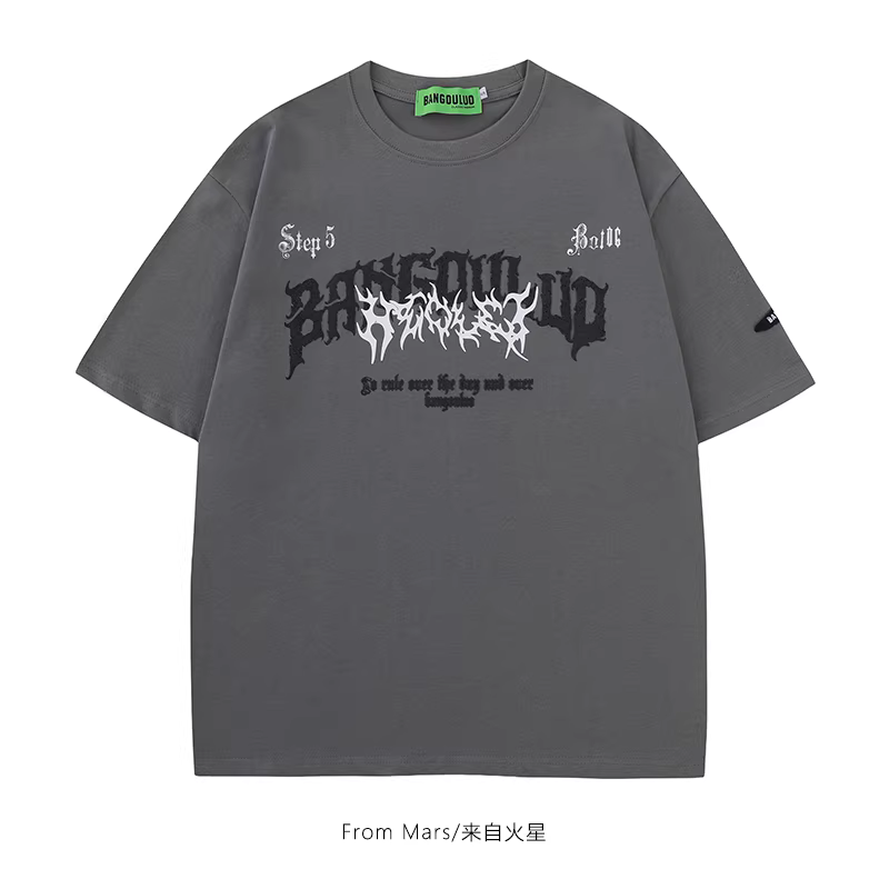 Từ sao Hỏa, ngọn lửa không bao giờ tắt, áo thun ngắn tay in chữ thiết kế cổ điển, dáng rộng cho nam và nữ, phong cách bf.