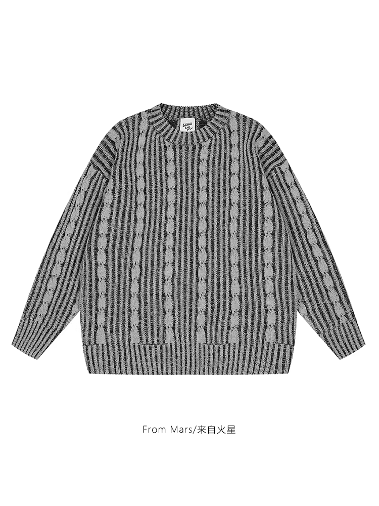 Từ sao Hỏa, dễ dàng thuyết phục bạn mua áo len chui đầu cổ tròn sáng tạo của thương hiệu thời thượng, áo len dệt kim dài tay dáng rộng dành cho các cặp đôi