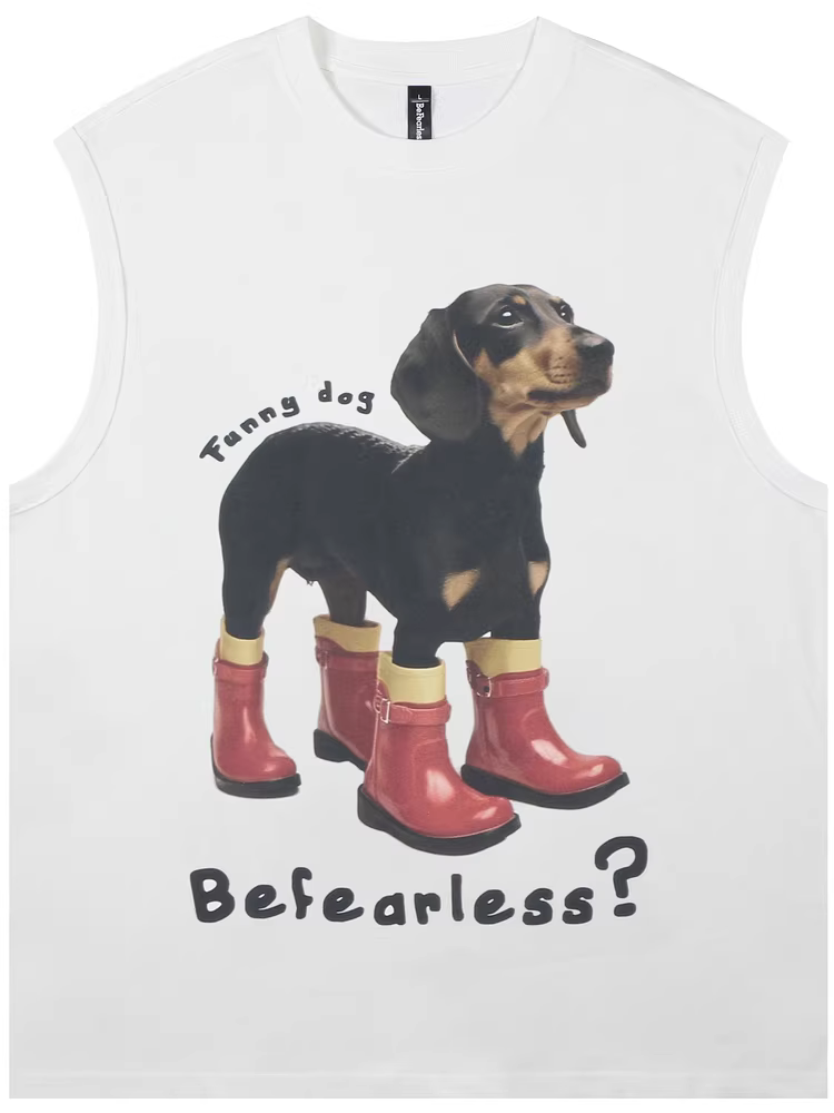 Từ sao Hỏa mang giày áo thun không tay in hình động vật hip-hop áo vest thể thao dáng rộng hợp thời trang