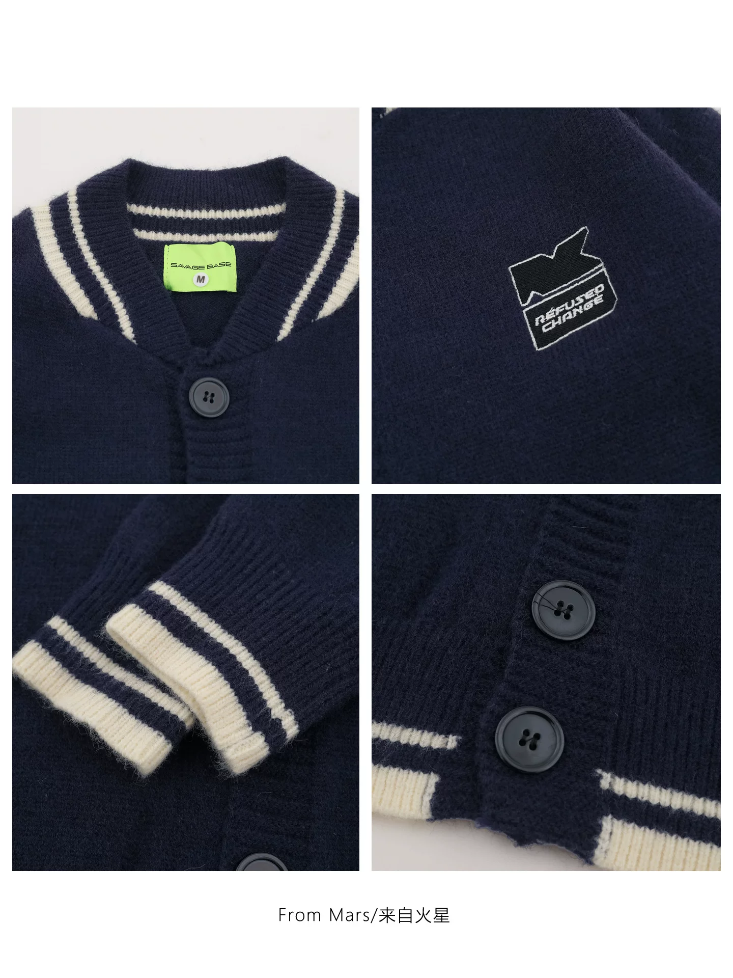 Từ Mars đã xác nhận rằng chiếc áo len cardigan cổ chữ V theo phong cách preppy là một chiếc áo khoác len dệt kim rộng rãi, thoải mái, đa năng và có thể được phối theo phong cách BF (người yêu).