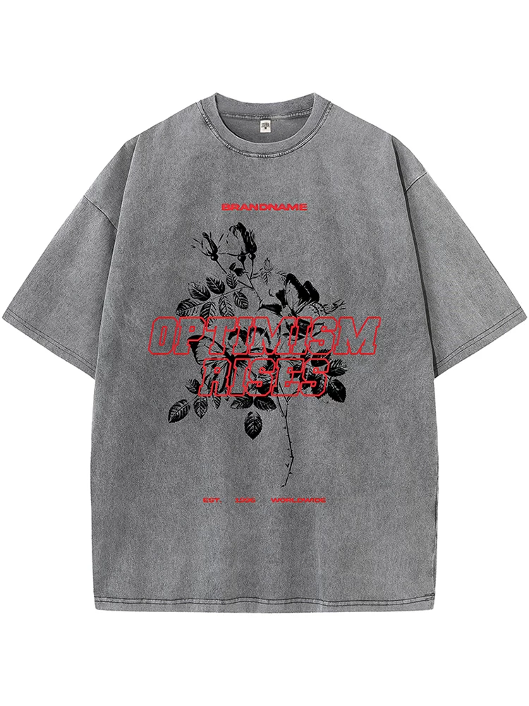 Từ sao Hỏa Thời tiết thoải mái Hip-Hop Thương hiệu hợp thời trang Retro In họa tiết đau khổ Áo thun ngắn tay dáng rộng phù hợp với cặp đôi mùa hè
