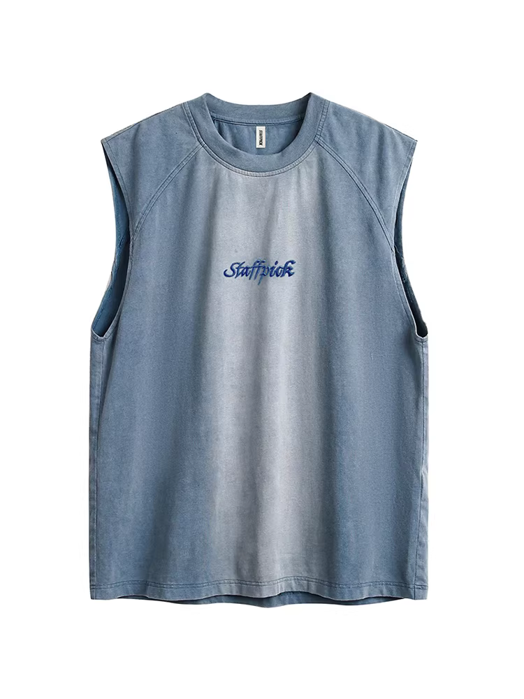 Từ sao Hỏa, áo vest không tay màu gradient thời thượng, bền bỉ, phai màu dành cho nam và nữ, áo vest thể thao đường phố cao cấp của Mỹ.