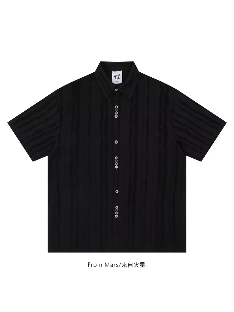 Từ sao Hỏa không muốn mắc lỗi, áo sơ mi đơn giản phong cách độc đáo của thương hiệu thời trang Harajuku, đa năng dành cho các cặp đôi trong mùa hè.