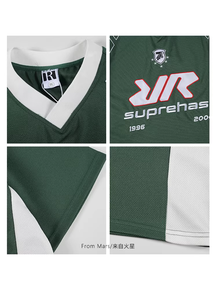 From Mars Time Reversal Áo thun ngắn tay dáng rộng cổ chữ V phong cách Mỹ hợp thời trang dành cho nam và nữ