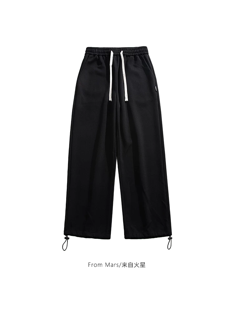 Quần thể thao đa năng phong cách Hàn Quốc màu trơn có dây rút phong cách Hàn Quốc unisex rộng rãi đa năng