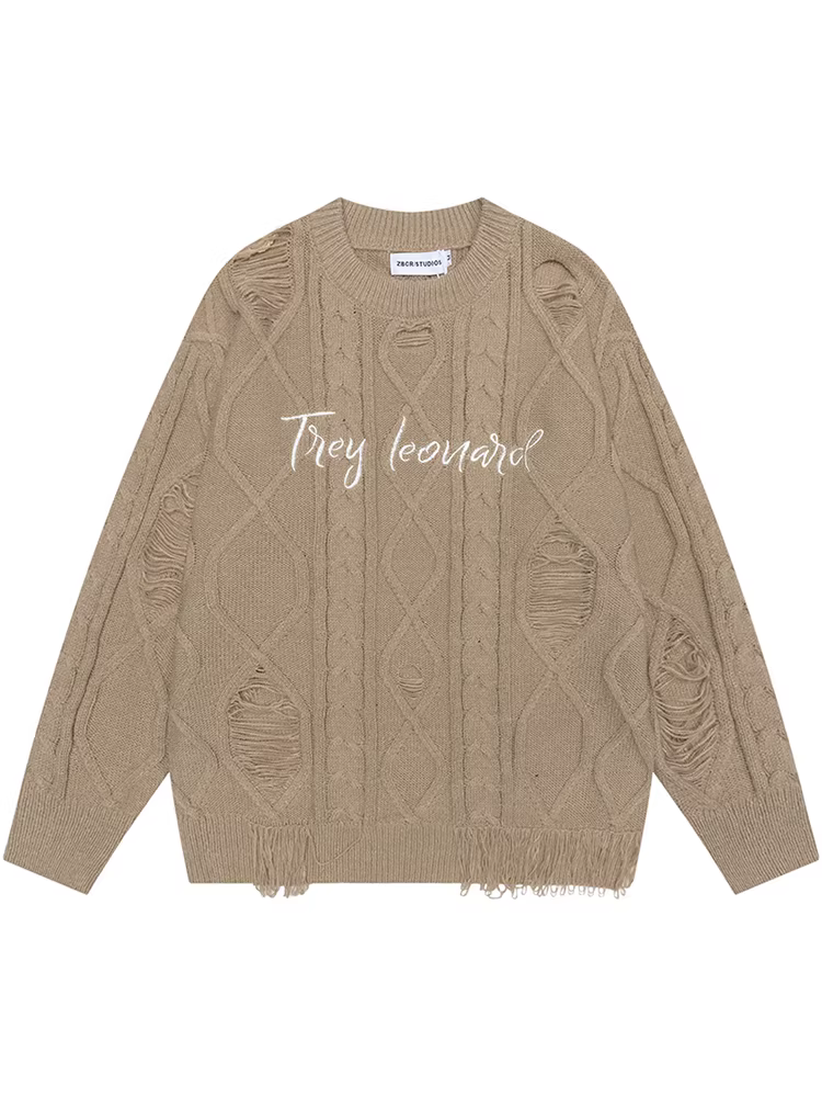 Từ Mars, cuối cùng sẽ ngừng sản xuất áo len nữ dáng rộng đa năng thêu chữ kiểu Mỹ cổ điển, tua rua, kiểu cũ.