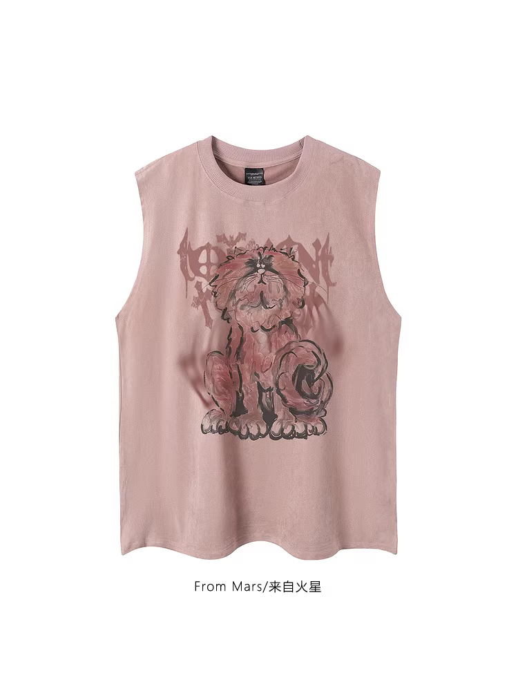 Từ sao Hỏa, khám phá sự thật đằng sau nó: Áo vest không tay dáng rộng in họa tiết cổ điển kiểu Mỹ.