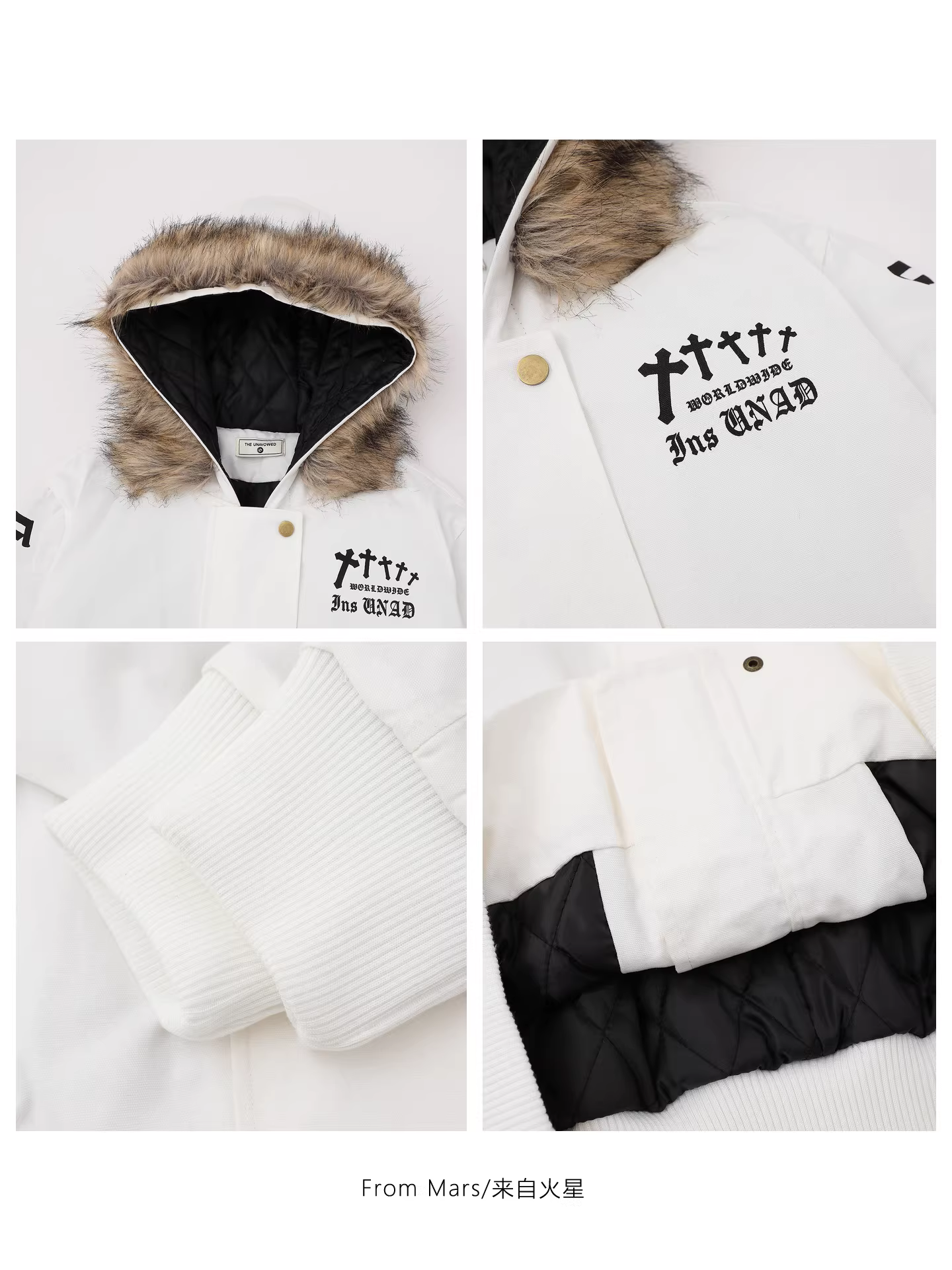 Từ sao Hỏa Tiếp tục đi thẳng phía trước, áo khoác cotton có cổ lông