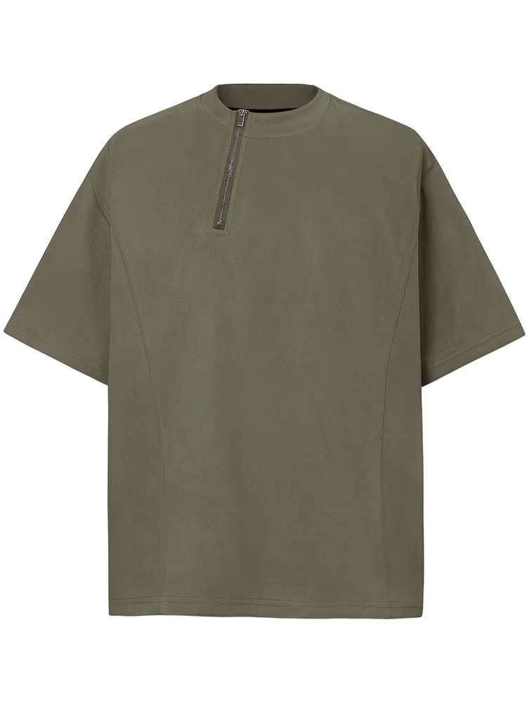 From Mars Take it easy Áo thun ngắn tay dáng rộng thiết kế dây kéo chéo theo phong cách retro Nhật Bản dành cho nam và nữ bf