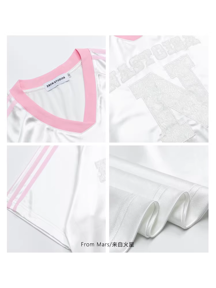 From Mars Đừng lơ lửng Áo thun tay ngắn dáng rộng in họa tiết lưới màu sắc phong cách Nhật Bản dành cho các cặp đôi