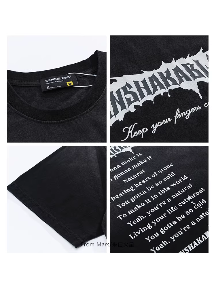 Từ sao Hỏa nhuộm màu theo phong cách Mỹ, áo thun ngắn tay cổ tròn in chữ gradient, kiểu dáng rộng rãi, xu hướng dành cho cặp đôi