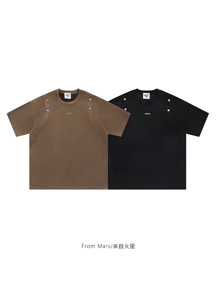 From Mars là sản phẩm vượt trội hơn cả, áo thun ngắn tay kiểu Mỹ cổ điển bằng đồng cổ, kiểu dáng ghép mảnh, màu trơn, kiểu dáng rộng rãi, dành cho cặp đôi.