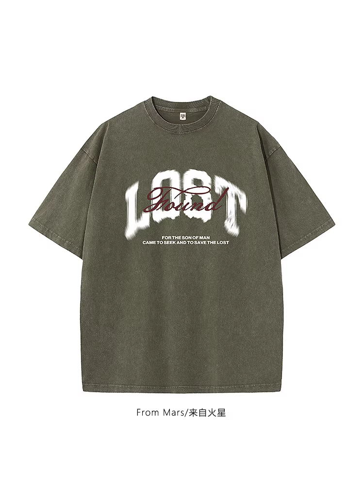 From Mars Summer Loading American Retro Couple Thiết kế chữ cái đa năng Áo thun ngắn tay dáng rộng thông thường