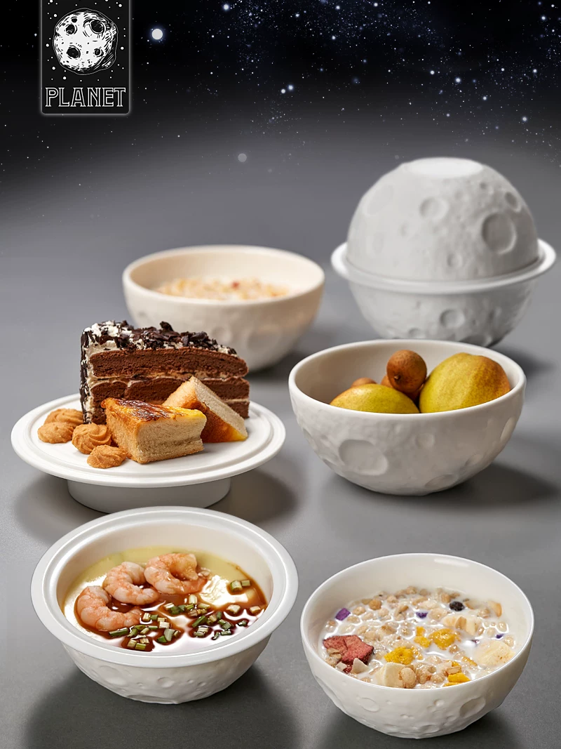 【Có lẽ bạn đang yêu】Bộ bát đĩa hình hành tinh sáng tạo dùng trong gia đình, bát ăn sáng mì ăn liền, bát đôi.