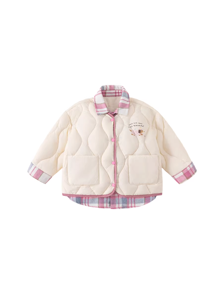 Áo khoác phao bé gái INSbobo mùa đông 2025, áo khoác phao trẻ em mới, áo khoác dày giữ ấm mùa đông, áo khoác chống lạnh