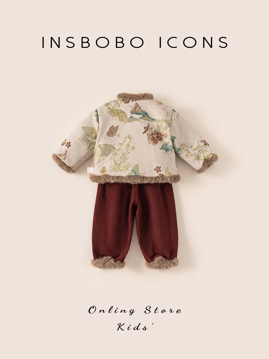 Trang phục Hanfu cho bé trai một tuổi trang phục lễ phục mùa đông phong cách mới Quần áo mùa đông kiểu Trung Quốc mới Bộ đồ sinh nhật cho trẻ em Bộ đồ Tang thời trang cho bé gái