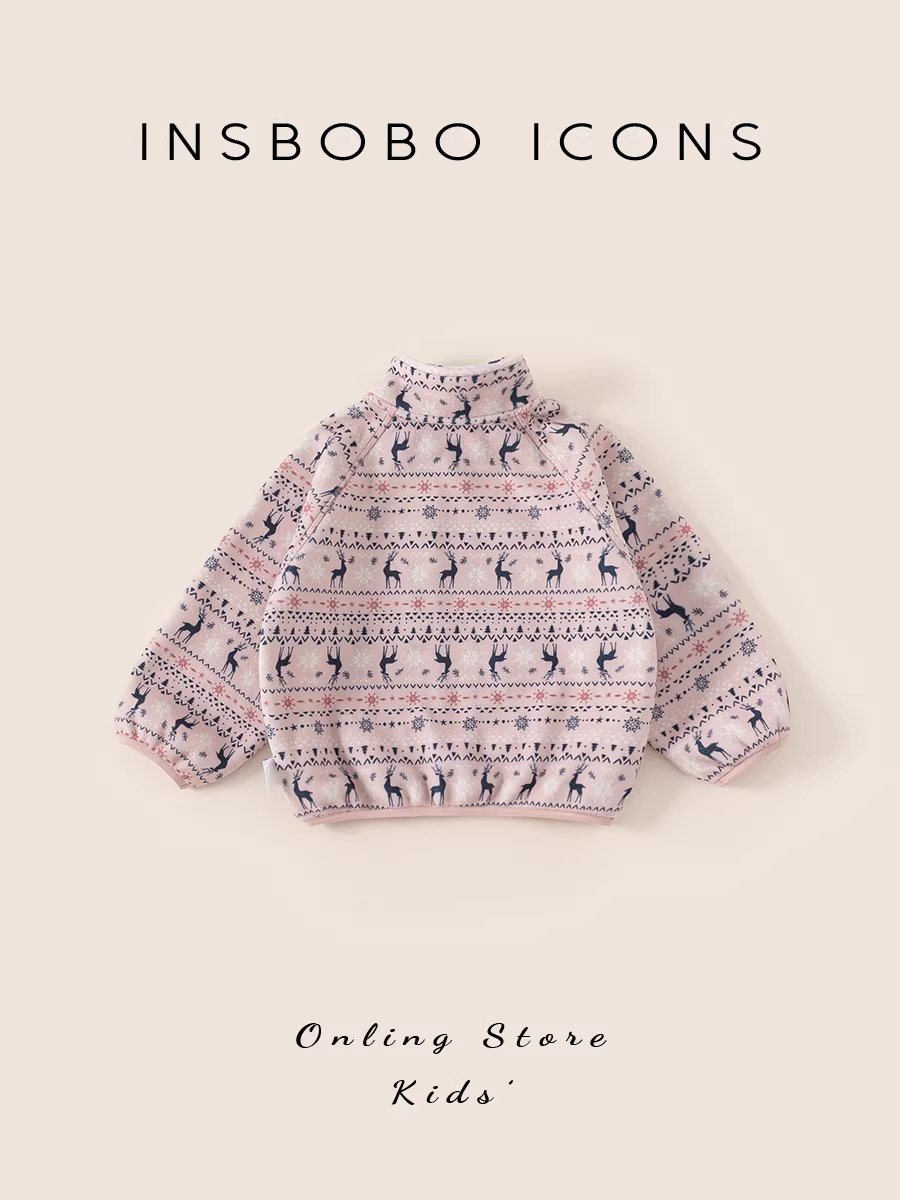 Áo khoác bé gái INSbobo mùa đông 2025 kiểu mới, dày dặn, lót lông, thời trang, áo bé gái sành điệu mùa đông